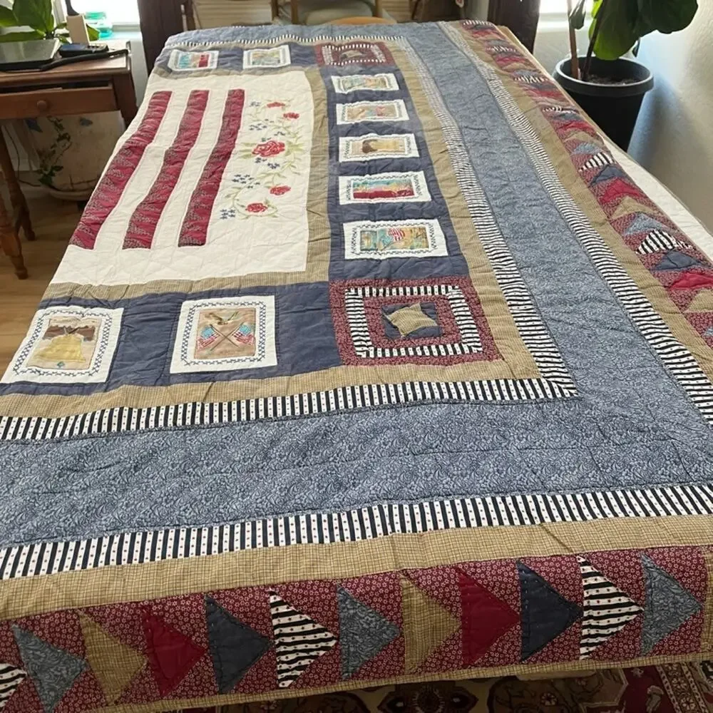 Vintage JCPenney's Home Collection Quilt Freedom Flag Patriotic 84